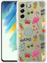 Hoesje Geschikt voor Samsung Galaxy S21 FE Summer Flamingo