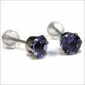 Aramat jewels ® - Zirkonia zweerknopjes rond 6mm oorbellen paars chirurgisch staal