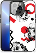 TPU Bumper iPhone 13 Pro Max GSM Hoesje met Zwarte rand Skull Red