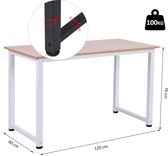 HOMdotCOM Schrijftafel bureau naturel hout/wit 120 x 60 x 76 cm