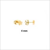 Aramat jewels ® - Oorbellen- zweerknopjes-ster-chirurgisch staal-sandblasted-goudkleurig-4mm