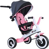 HOMdotCOM Driewieler 4-in-1 met duwstang en parasol roze