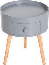 HOMdotCOM Bijzettafel rond met lade hout grijs 38 x 45cm