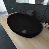 Luxe keramische wasbak ovaal 40 x 33 cm (zwart)