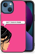 Back Case Siliconen Hoesje Geschikt voor Apple iPhone 13 Smartphone Hoesje met Zwarte rand Woman Don't Touch My Phone