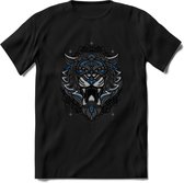 Tijger - Dieren Mandala T-Shirt | Blauw | Grappig Verjaardag Zentangle Dierenkop Cadeau Shirt | Dames - Heren - Unisex | Wildlife Tshirt Kleding Kado | - Zwart - M