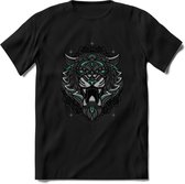 Tijger - Dieren Mandala T-Shirt | Aqua | Grappig Verjaardag Zentangle Dierenkop Cadeau Shirt | Dames - Heren - Unisex | Wildlife Tshirt Kleding Kado | - Zwart - XL