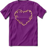 Valentijn Goud Hart T-Shirt | Grappig Valentijnsdag Cadeautje voor Hem en Haar | Dames - Heren - Unisex | Kleding Cadeau | - Paars - M