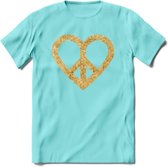 Valentijn Goud Hart T-Shirt | Grappig Valentijnsdag Cadeautje voor Hem en Haar | Dames - Heren - Unisex | Kleding Cadeau | - Licht Blauw - XXL