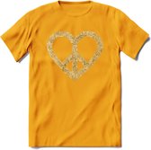 Valentijn Goud Hart T-Shirt | Grappig Valentijnsdag Cadeautje voor Hem en Haar | Dames - Heren - Unisex | Kleding Cadeau | - Geel - XL