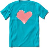 Valentijn Pastel waterverf Hart T-Shirt | Grappig Valentijnsdag Cadeautje voor Hem en Haar | Dames - Heren - Unisex | Kleding Cadeau | - Blauw - S