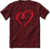 Valentijn Hart T-Shirt | Grappig Valentijnsdag Cadeautje voor Hem en Haar | Dames - Heren - Unisex | Kleding Cadeau | - Burgundy - XL