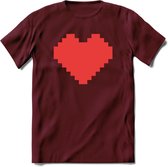 Valentijn Hart T-Shirt | Grappig Valentijnsdag Cadeautje voor Hem en Haar | Dames - Heren - Unisex | Kleding Cadeau | - Burgundy - XL