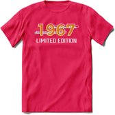 1967 Limited Edition T-Shirt | Goud - Zilver | Grappig Verjaardag en Feest Cadeau Shirt | Dames - Heren - Unisex | Tshirt Kleding Kado | - Roze - L