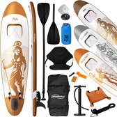 Sup board set - Supboard - Paddle board - Opblaasbaar - Met pomp, peddel, tas, rugzak, enkelband, reparatieset en camerahouder - 366 x 80 x 15 cm - Wit - Róse