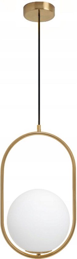 Hanglamp goud - 26x40 cm - met glazen bol ⌀ 20 cm