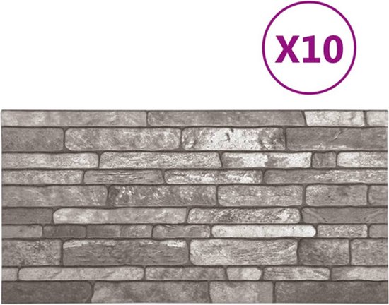 vidaXL Lot de 11 panneaux muraux 3D brique gris foncé EPS - Panneau mural 3D - Papier peint 3D