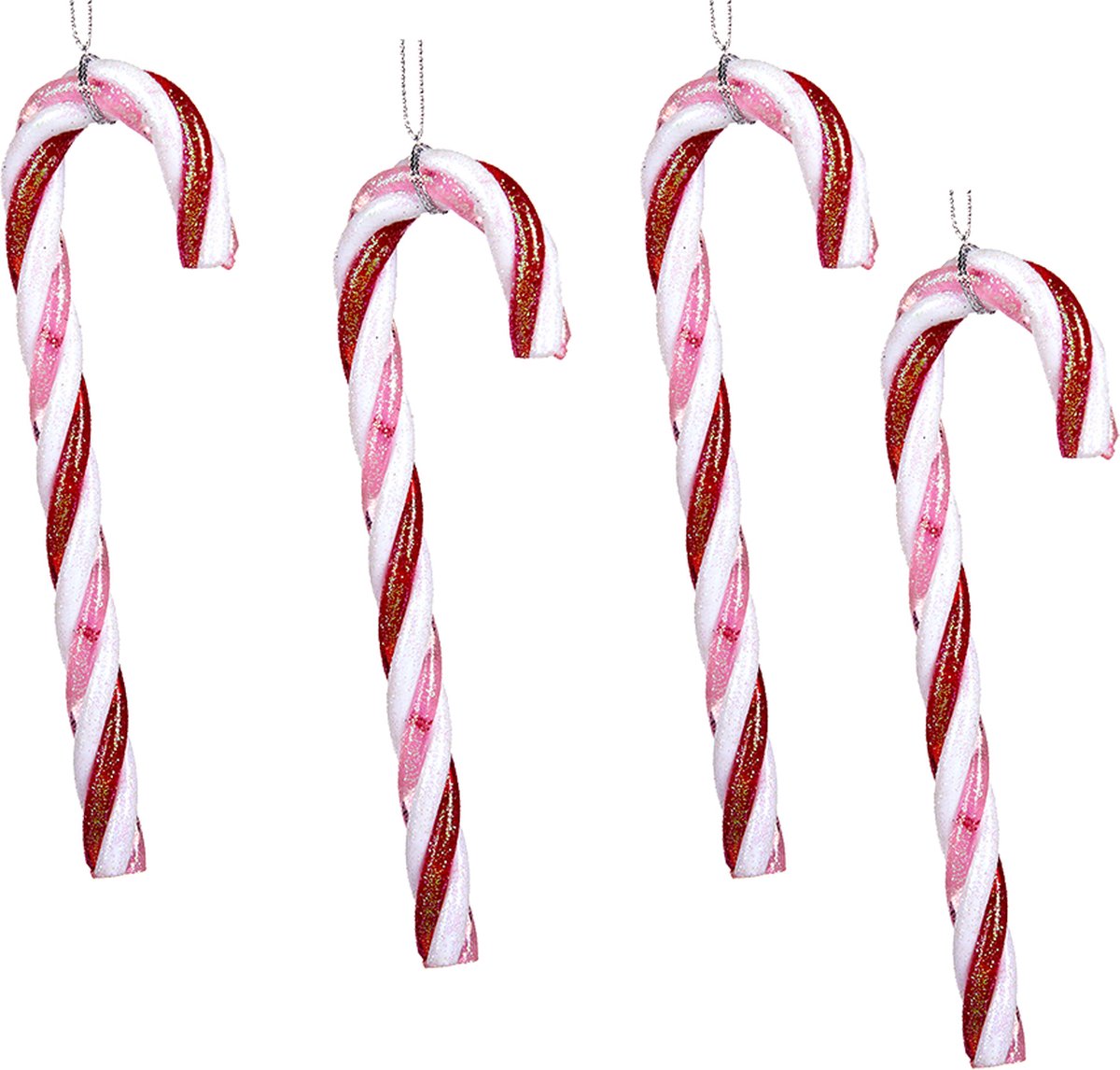 Viv! Christmas Kerstornament - Zuurstok snoepgoed - 4 stuks - rood - 15cm