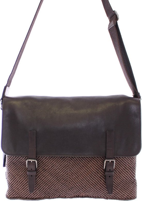 Brown leather messenger bag