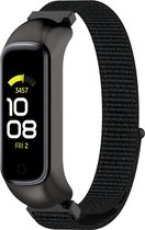 Nylon Smartwatch bandje - Geschikt voor Samsung Galaxy Fit 2 nylon bandje - zwart - Strap-it Horlogeband / Polsband / Armband