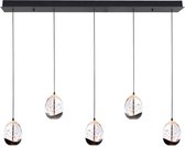 Luxe eettafellamp Clear egg | 5 lichts | Ø 9,5 cm | zwart / transparant | glas / metaal | dimbare lamp | sfeervol / warm licht | design / landelijk design