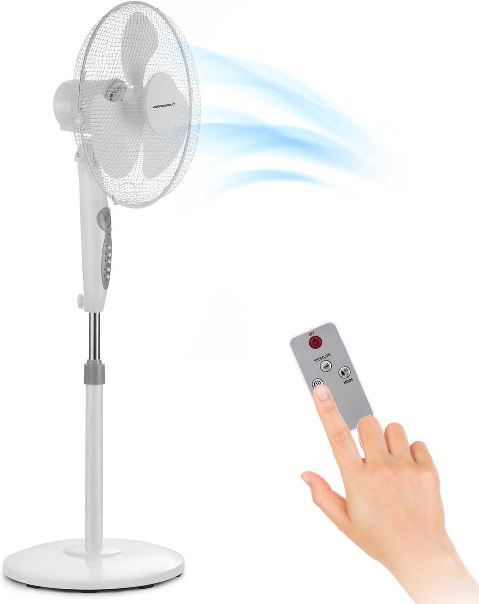 Ventilator staand - met afstandsbediening - verstelbaar - wit