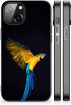 Bumper Hoesje Apple iPhone 14 GSM Hoesje met Zwarte rand Papegaai