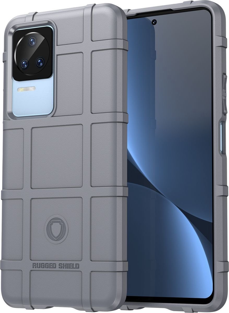 Mobigear Hoesje geschikt voor POCO F4 Telefoonhoesje Flexibel TPU | Mobigear Rugged Shield Backcover Shockproof | Schokbestendig POCO F4 Telefoonhoesje | Anti Shock Proof - Grijs