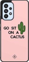 Casimoda® hoesje - Geschikt voor Samsung Galaxy A33 - Go Sit On A Cactus - Zwart TPU Backcover - Planten - Roze