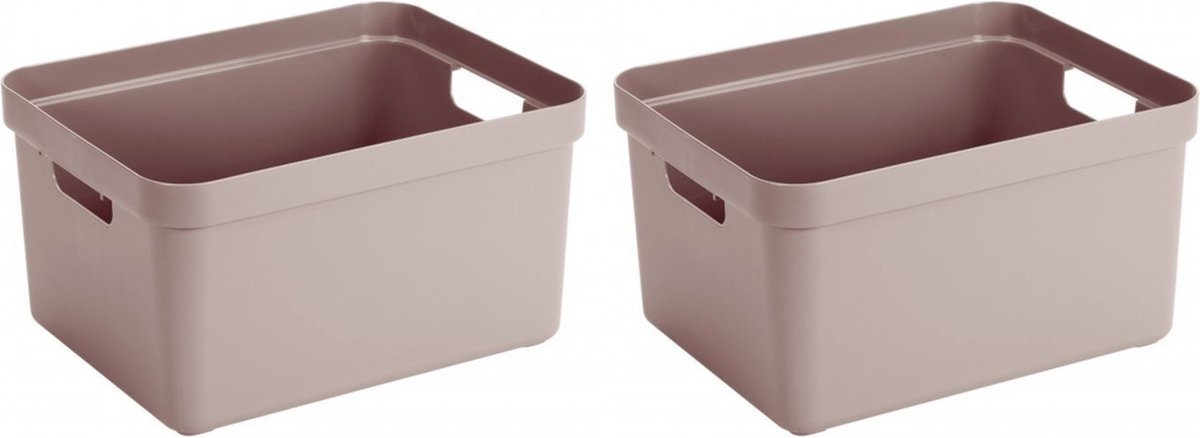 Sunware Opbergbox Sigma - 10x - kunststof - roze - 13 liter - Opbergbakken/opbergers - 35 x 25 x 18 cm