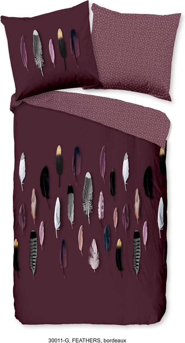 Good Morning Dekbedovertrek "veren" - Rood - (200x200/220 cm) - Katoen