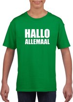 Hallo allemaal tekst groen t-shirt voor kinderen 122/128