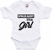 Spoiler alert girl gender reveal cadeau tekst baby rompertje wit meisjes - Kraamcadeau - Babykleding 92