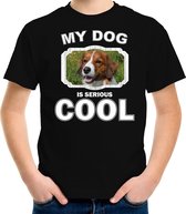 Kooiker honden t-shirt my dog is serious cool zwart - kinderen - Kooikerhondjes liefhebber cadeau shirt - kinderkleding / kleding 110/116