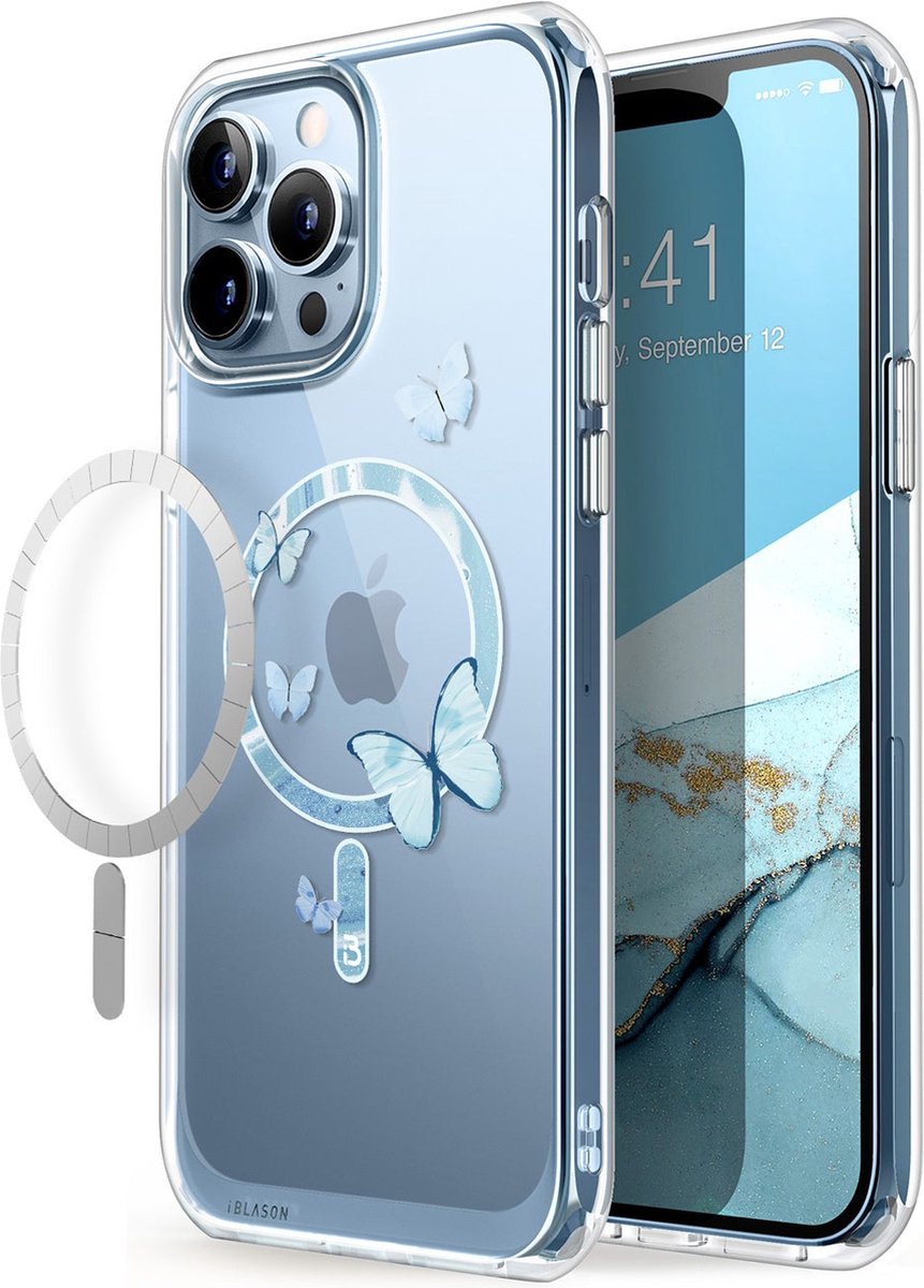 Halo Apple Magnetisch Backcase hoesje iPhone 13 Pro Blauwe Vlinder