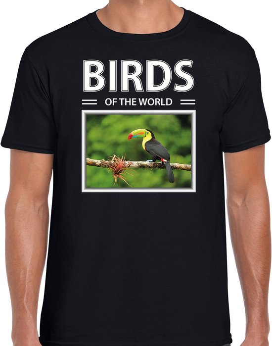 Dieren foto t-shirt Toekan - zwart - heren - birds of the world - cadeau shirt Toekans liefhebber