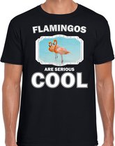 Dieren flamingo vogels t-shirt zwart heren - flamingos are serious cool shirt - cadeau t-shirt flamingo/ flamingo vogels liefhebber XL