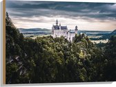 WallClassics - Hout - Kasteel op een Berg - 80x60 cm - 12 mm dik - Foto op Hout (Met Ophangsysteem)