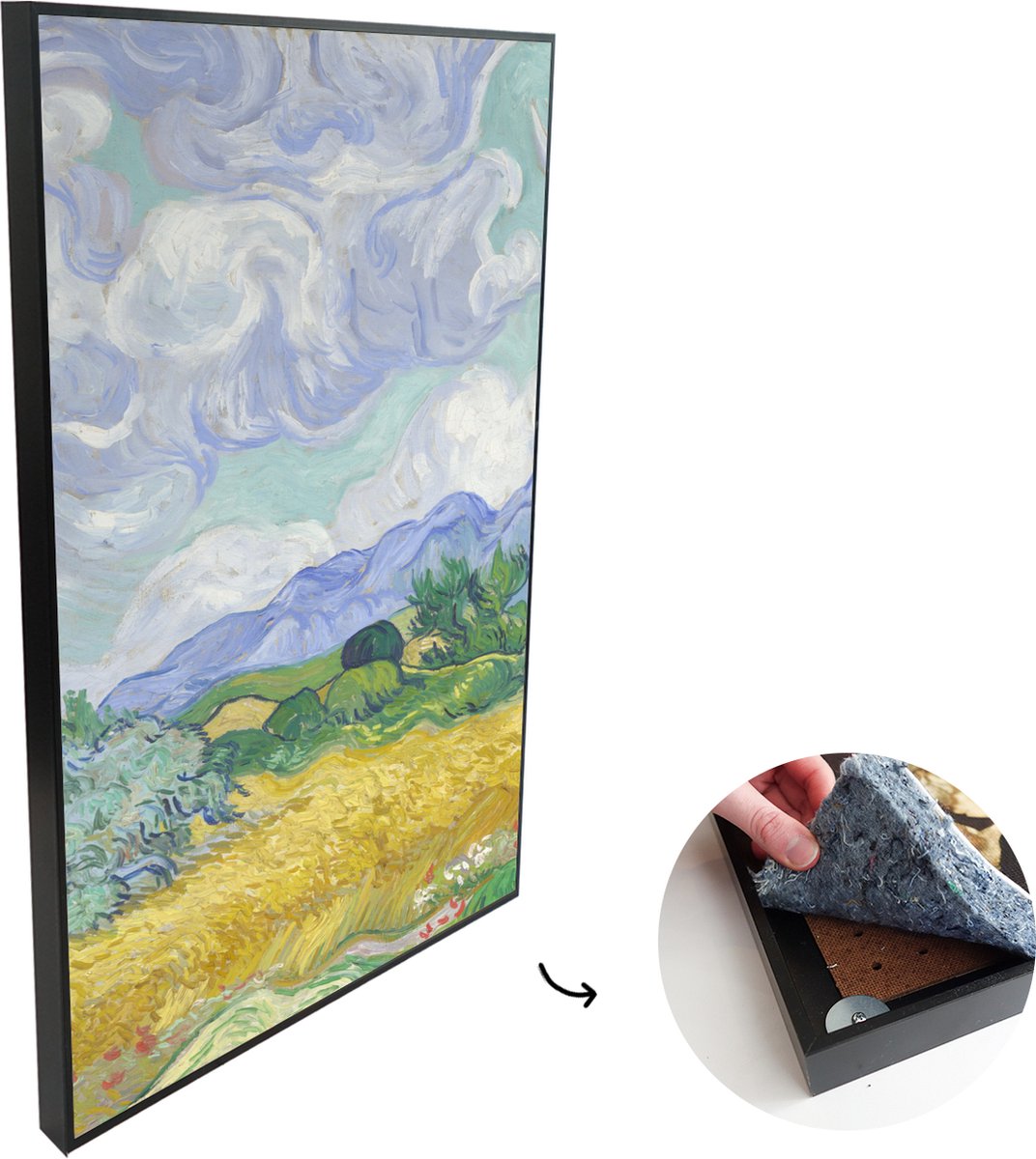 Akoestische Panelen - Geluidsisolatie - Akoestisch Wandpaneel - Wanddecoratie - Schilderij - 60x120 cm - Korenveld met cipressen - Vincent van Gogh - Geluidsdemper - Isolatie platen - Studio Schuim