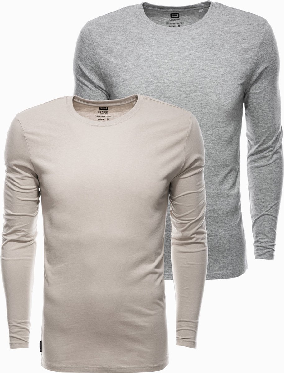 Heren effen longsleeve - mix 2-pack V3 Z43