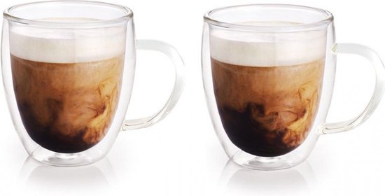 Set a 2 theeglazen of koffieglazen dubbelwandig Ø8x9cm - Bar Essentials