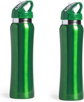 Set van 2x stuks drinkfles/waterfles 800 ml groen van RVS - Sport bidon