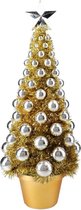 Mini sapin de Noël artificiel complet/sapin artificiel or/argent avec boules de Noël 50 cm - Sapins de Noël - Décorations de Noël