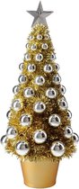 Mini sapin de Noël artificiel complet/sapin artificiel or/argent avec boules de Noël 40 cm - Sapins de Noël - Décorations de Noël