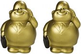 Set van 2x stuks anti stressballen in de vorm van een zakenman goud - Tegen stress artikelen - Knijpballetje - Stressbal
