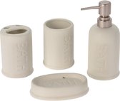 Badkamer/toilet accessoires set - polystone - 4-delig - mat - wit - zeeppompjes/bekers/zeephouders
