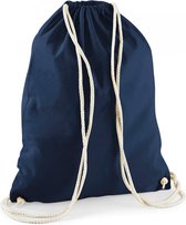 2x stuks sporten/zwemmen/festival gymtas donkerblauw met rijgkoord 46 x 37 cm van 100% katoen - Kinder sporttasjes