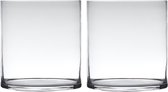 Set van 2x stuks transparante home-basics Cylinder vorm vaas/vazen van glas 30 x 25 cm - Bloemenvaas voor binnen gebruik