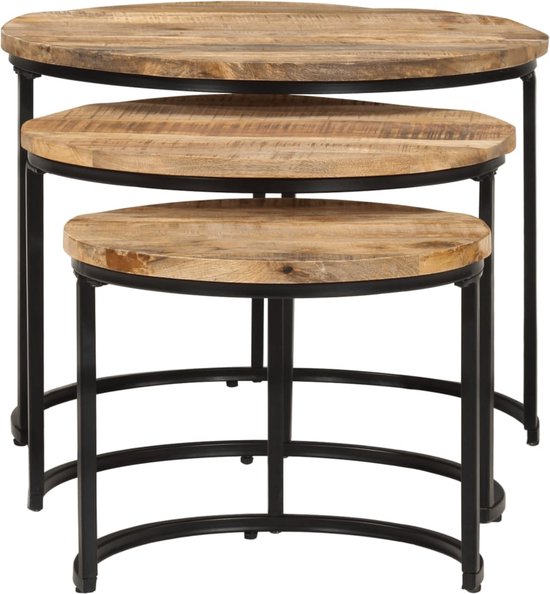 vidaXL - Bijzettafel - Bruin - Hout - 3 stuks | Leen Bakker