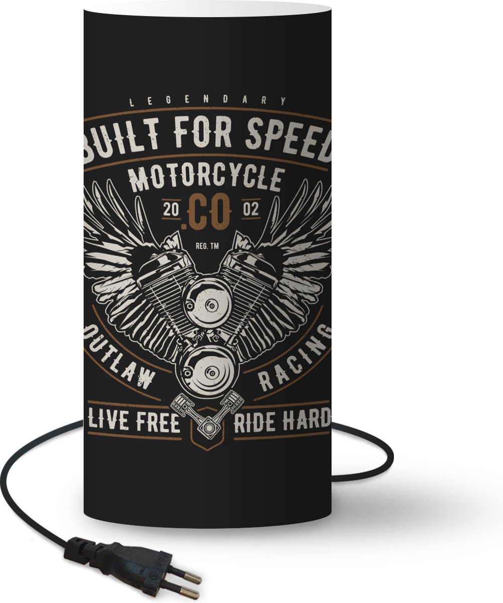 Lamp - Nachtlampje - Tafellamp slaapkamer - Mancave - Vleugels - Motor - Vintage - 33 cm hoog - Ø15.9 cm - Inclusief LED lamp